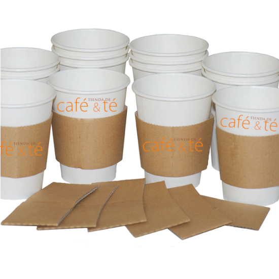 Pack De 8oz Vasos Polipapel Blanco Con Collarines Kraft