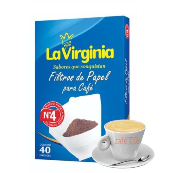 Filtros de Café papel N4  La Virginia para Cafeteras 40u