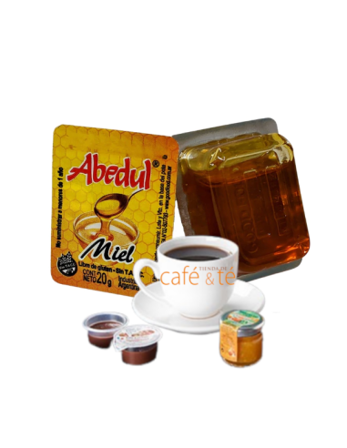 Miel de abeja en potes y porciones individuales de 20g x 108u