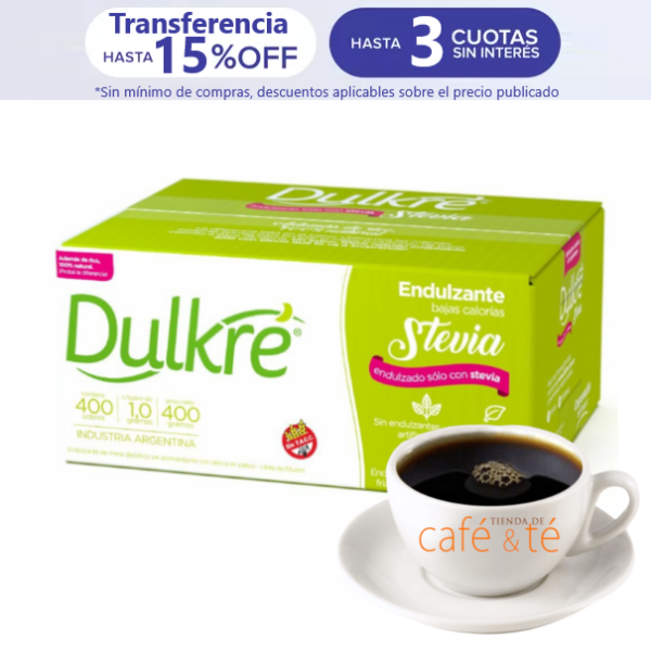 Edulcorante Dulkre Stevia en Caja x 400 sobres