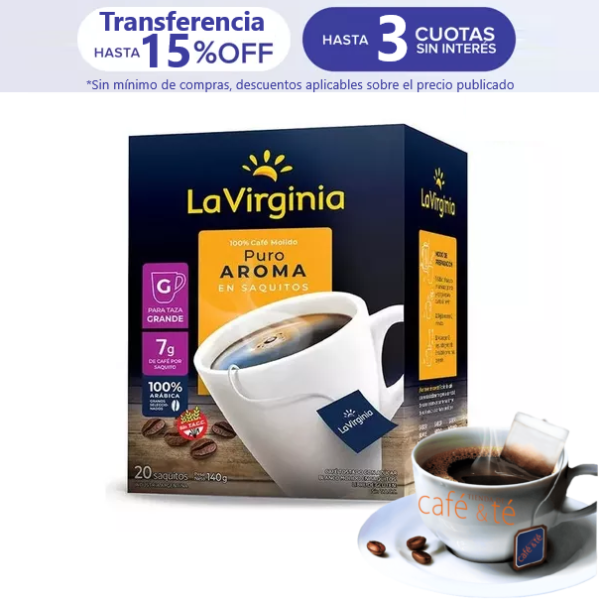 Café Individuales Puro Aroma La Virginia Caja de 20 Saquitos