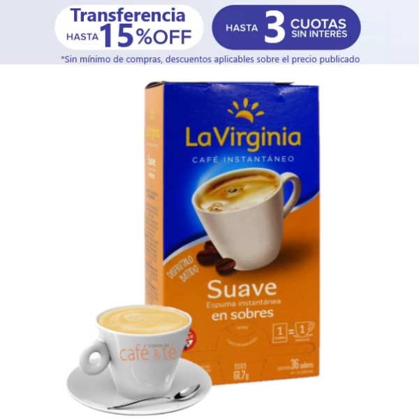 Café La Virginia Instantáneo Suave de 36 Sobres 1,7g