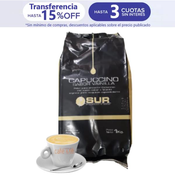 Café Cappuccino Instantáneo Sabor Vainilla de 1kg