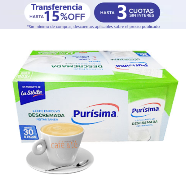 Leche Descremada Purisima Caja 30 Sobres Individual