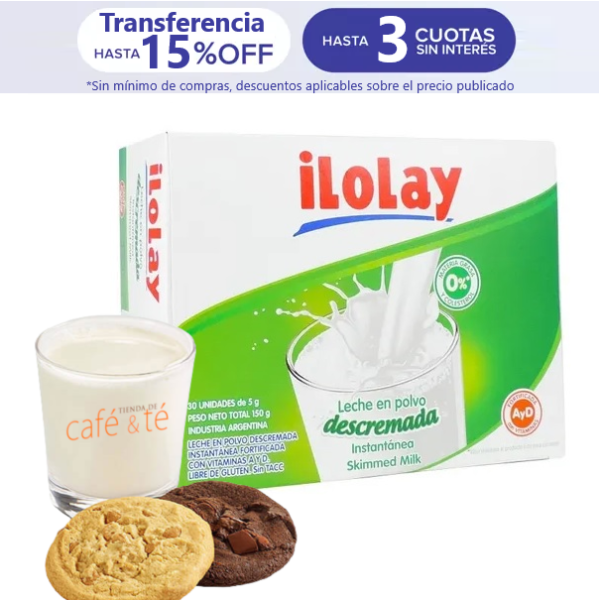 Leche Descremada Ilolay Caja 30 Sobres Individuales 5g