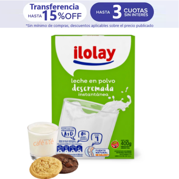 Leche Ilolay Descremada en Polvo Caja de 400g