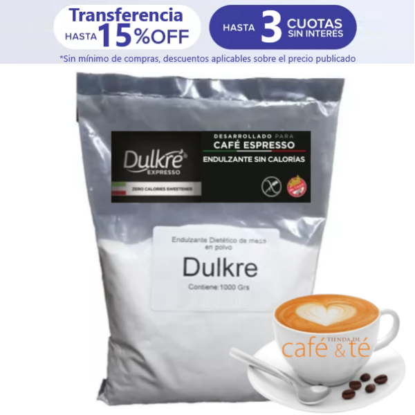 Edulcorante Dulkre Espresso en Polvo y Bolsa 1000gs